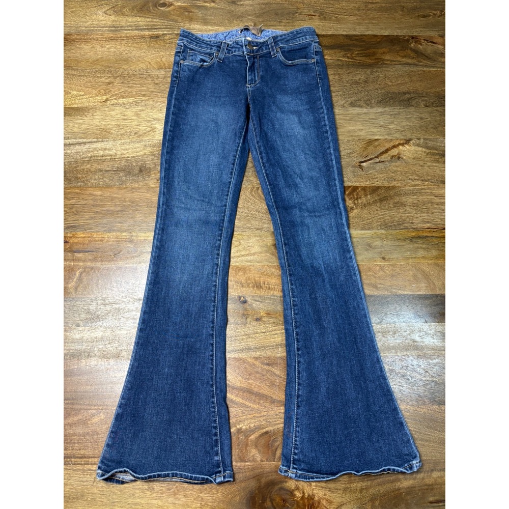 Paige Premium Denim Lou Lou Petite Flare Jeans Dark Wash Blue Bell Bottom 26x31
